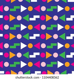 Geometric seamless pattern 80s design. Retro vintage background. Vector illustration.