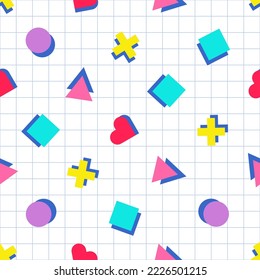 Geometric Seamless Pattern In 80s Style Design Concept