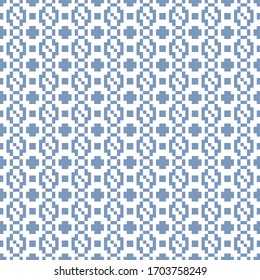 Geometric seamless pattern. Abstract geometric background blue color. Vector illustration. Monochrome repeating texture. Elegant ornament. Modern design paper, wallpaper, textile, cover, print. Stock.