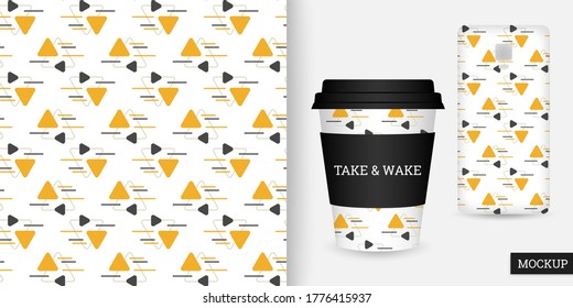 Geometric seamless pattern. Abstract geometric background. Vector illustration. Trendy repeating texture. Modern ornament. Design textile, paper, wallpaper, cloth. Mockup.