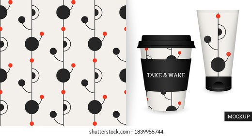 Geometric seamless pattern. Abstract background with circles. Repeating texture. Vector illustration geometric shapes. Modern ornament. Design textile, paper, wallpaper, cloth. Mockup.