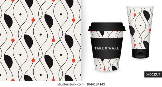 Geometric seamless pattern. Abstract background with circles. Repeating texture. Vector illustration geometric shapes and lines. Modern ornament. Design textile, paper, wallpaper, cloth. Mockup.