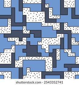 Padrão geométrico sem emenda. Fundo abstrato com formas geométricas coloridas. Fundo labiríntico. Textura repetida. Ilustração vetorial. Design de marca para papel, papel de parede, tecido.