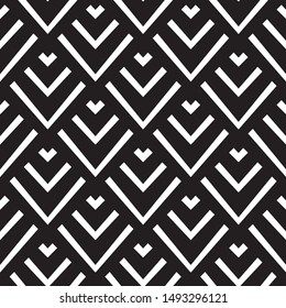 Geometric seamless pattern, abstract black and white background, vector texture.