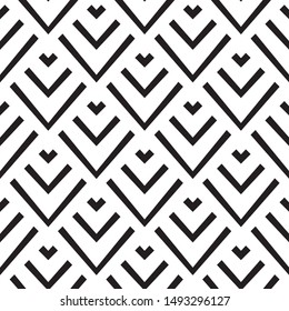 Geometric seamless pattern, abstract black and white background, vector texture.