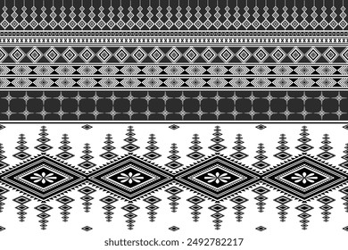Geometric seamless pattern abstract black and white. Ethnic ornamental Tribal Navajo fabric cloth. Aztec folk motifs design for background, cloth, sarong, batik, wrapping, wallpaper