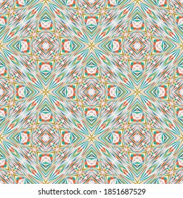 Geometric seamless pattern, abstract colorful background, fashion print with small shapes, vector texture for textile, fabric, wallpaper, wrapping paper.