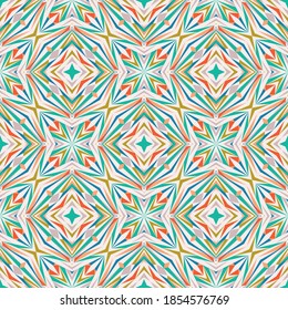 Geometric seamless pattern, abstract colorful background, fashion print with small shapes, vector texture for textile, fabric, wallpaper, wrapping paper.