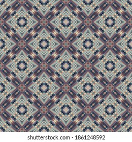 Geometrisches, nahtloses Muster, abstrakter bunter Hintergrund, trendiger Ornament, kleine Formen im Modedruck, Vektorstruktur für Textilien, Stoff, Dekoration.