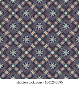 Geometrisches, nahtloses Muster, abstrakter bunter Hintergrund, trendiger Ornament, kleine Formen im Modedruck, Vektorstruktur für Textilien, Stoff, Dekoration.