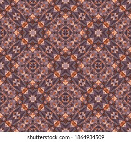 Geometrisches, nahtloses Muster, abstrakter bunter Hintergrund, trendiger Ornament, kleine Formen im Modedruck, Vektorstruktur für Textilien, Stoff, Dekoration.