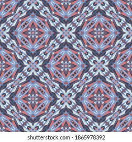Geometrisches, nahtloses Muster, abstrakter bunter Hintergrund, trendiger Ornament, Vektorstruktur vor Textilien, Stoff, Dekoration.