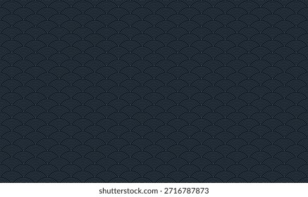 Geometrisches nahtloses Muster mit abstrakten dunkelblauen, alten Wellen auf grauem Hintergrund. Vektorgrafik, für maskuline Hemd Kleid Tuch Sportbekleidung lässige Cover Dekoration Tapete auf dem ganzen Druck