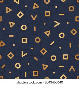 Geometric seamless pattern. Abstract geometry background. Repeated geo texture. Geometrical printed. Repeating gold pattern. Fashion colorful element shape for printing. Modern design prints. Vector