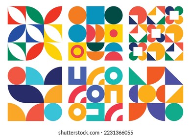Geometric seamless pattern. Abstract grid geometric shapes repeating background. Square tiles with rectangles, squares and circles