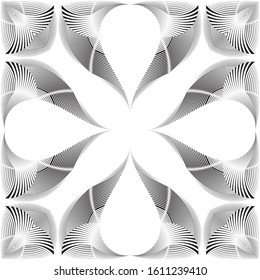 Geometric seamless pattern, abstract halftone lines floral background, vector modern design texture.