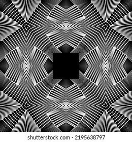 Geometric seamless pattern, abstract halftone lines black and white background, fashion print, vector decorative texture.