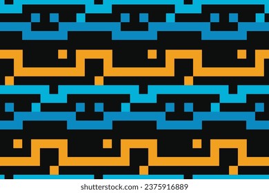 Geometric seamless pattern. Abstract geometric hexagonal graphic design pattern. balack, blue and orange Seamless geometric pattern.