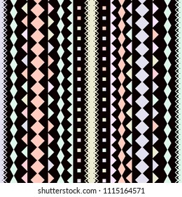 Geometric seamless pattern. Abstract line geometry decor wallpaper. Retro fabric design. Color ornament illustration.