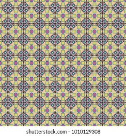 Geometric seamless pattern. Abstract mosaic vector background. Sketch in beige, violet and gray colors. Design elements.