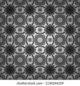 Geometric seamless pattern. Abstract mosaic vector background. Sketch in black, white and gray colors. Design elements.