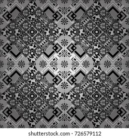 Geometric seamless pattern. Abstract mosaic vector background. Sketch in gray, black and white colors. Design elements.