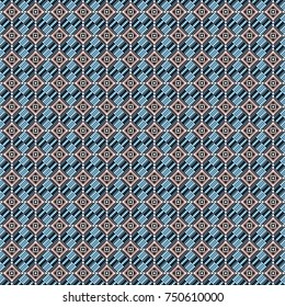Geometric seamless pattern. Abstract mosaic vector background. Sketch in black, blue and violet colors. Design elements.