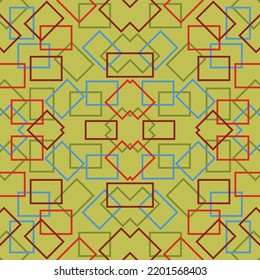 Patrón geométrico sin soldadura. Resumen del estilo retro retro de color verde dorado vintage. Diseño de vectores para suelos, fondo, pared, textil, textiles, ropa, papel pintado, baldosas, manta, alfombra, impresión de arte