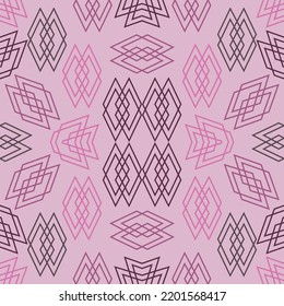 Geometric seamless pattern. Abstract motif vintage pink style.
Design for floor, background, wall, texture, fabric, textile, clothing, wallpaper, tiles, blanket, carpet, art print. Vector illustration