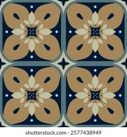 Geometric seamless pattern, abstract oriental style vector. Geometry floor tiles design. Moroccan, Spanish and Portuguese azulejos ceramic design.