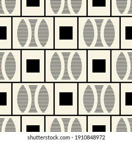 geometric seamless pattern. Abstract ornament striped square black and white. Vector illustration isolated. Design for wallpaper, fabric