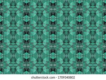Geometric seamless pattern. Abstract polygonal background for wallpaper, backdrop, banner, template, illustration, fabric and other applications. Green.