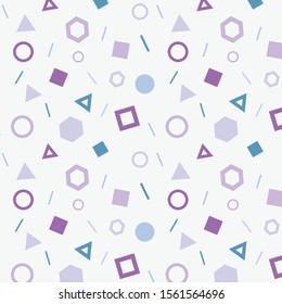Geometric seamless pattern. Abstract shapes, bright colors and prints. Memphis design retro style.