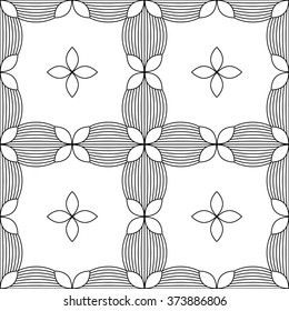 Geometric seamless pattern. Abstract stylish background with stylized leaf and flowers. Vector illustration