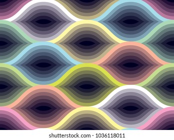 Geometric seamless pattern, abstract tiling background, vector repeat endless wallpaper illustration. Wavy curve shapes trendy repeat motif.