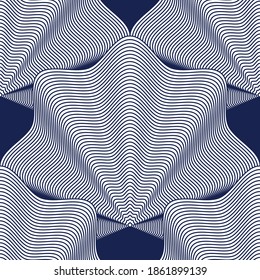 Geometric seamless pattern, abstract tiling background, vector repeat endless wallpaper illustration. Shellfish shells shapes trendy repeat motif. Single color, black and white. 