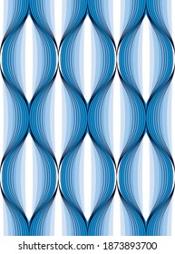 Geometric seamless pattern, abstract tiling background, vector repeat endless wallpaper illustration. Wavy curve shapes trendy repeat motif.