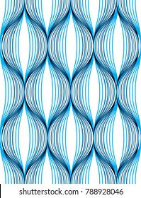 Geometric seamless pattern, abstract tiling background, vector repeat endless wallpaper illustration. Wavy curve shapes trendy repeat motif. Usable for fabric, wallpaper, wrapping, web and print. 