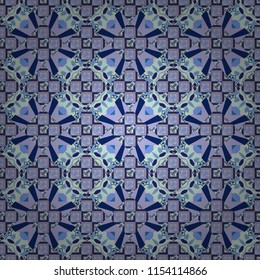 Geometric seamless pattern. Abstract vector background. Tiles blue, violet and neutral background.