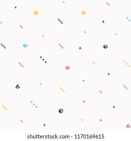 Geometric Seamless pattern. Abstract vector illustration with geometric elements, shapes. Hipster fashion Memphis style.