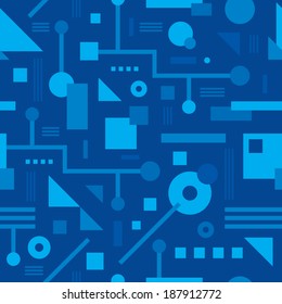 Geometric Seamless Pattern - Abstract Vector Background in blue color for creative design projects