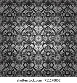 Geometric seamless pattern. Abstract vector background. Tiles gray, white and black background.
