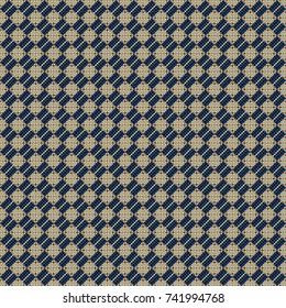 Geometric seamless pattern. Abstract vector background. Tiles blue, beige and black background.