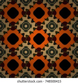 Geometric seamless pattern. Abstract vector background. Tiles orange, black and beige background.