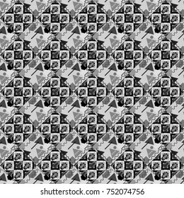 Geometric seamless pattern. Abstract vector background. Tiles gray, black and white background.