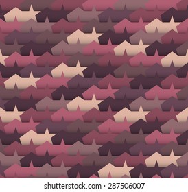 Geometric seamless pattern with abstrakt tents and stars.