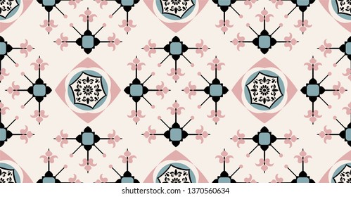 geometric seamless pattern in African style with square tribal circles