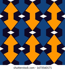 Geometric seamless pattern. African style surface print. Arrows, pointers, cursors motif ornament. Simple geo shapes background. Ethnic, tribal ornamental wallpaper. Vector abstract digital paper