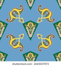 Padrão sem emenda geométrico Arabesque. Decorativo Asiático Folk Padrão Sem Costura. Ornamento Étnico, Quirguistão, Cazaques, Bashkirs, Tártaros, Mongóis Yakut