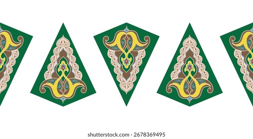 Patrón geométrico sin fisuras Arabesque. Patrón asiático decorativo de Folk sin fisuras. Ornamento étnico, kirguiso, kazajo, baskir, tártaros, mongoles yakut